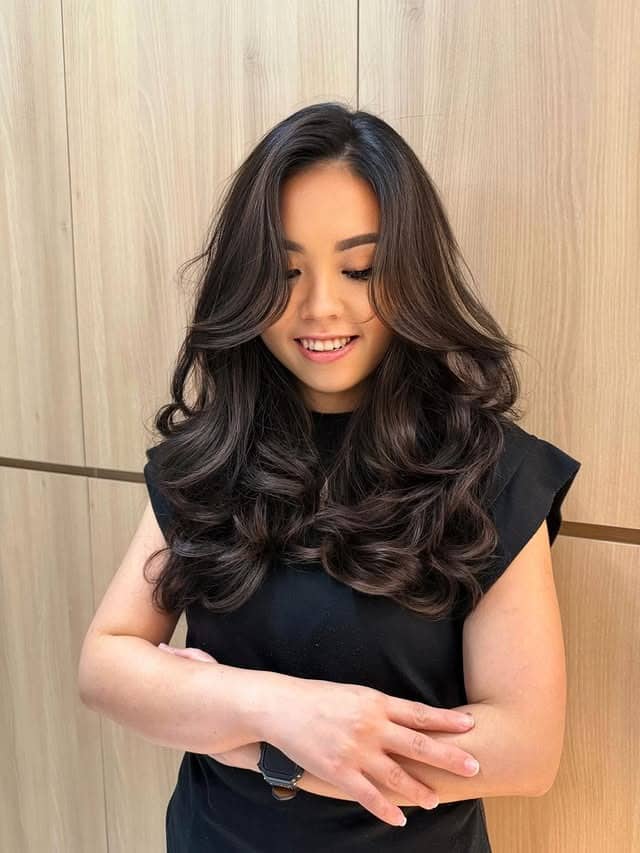 14. Voluminous Layered Perm in Deep Espresso Brown - Perm Hairstyles