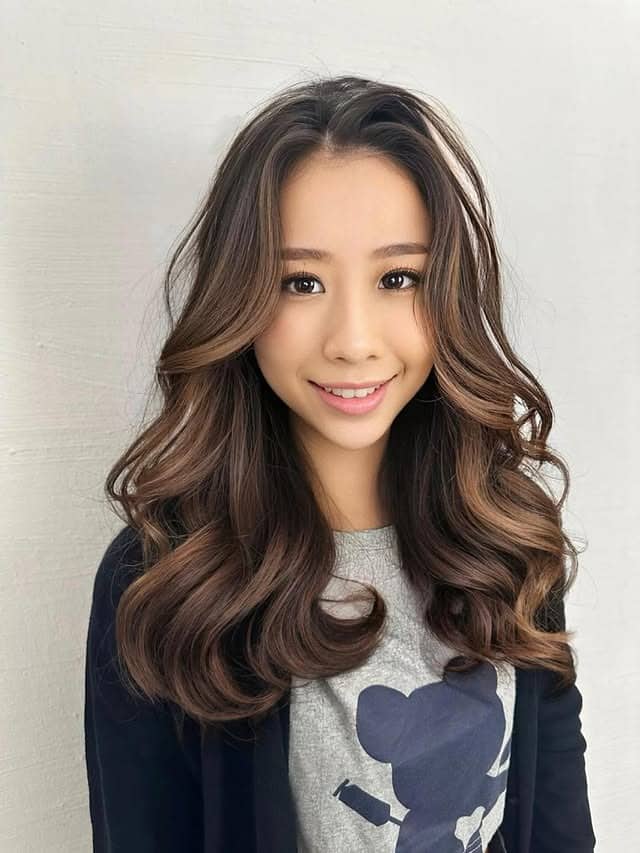 15. Glossy Loose Curl Perm with Soft Mocha Brown - Perm Hairstyles