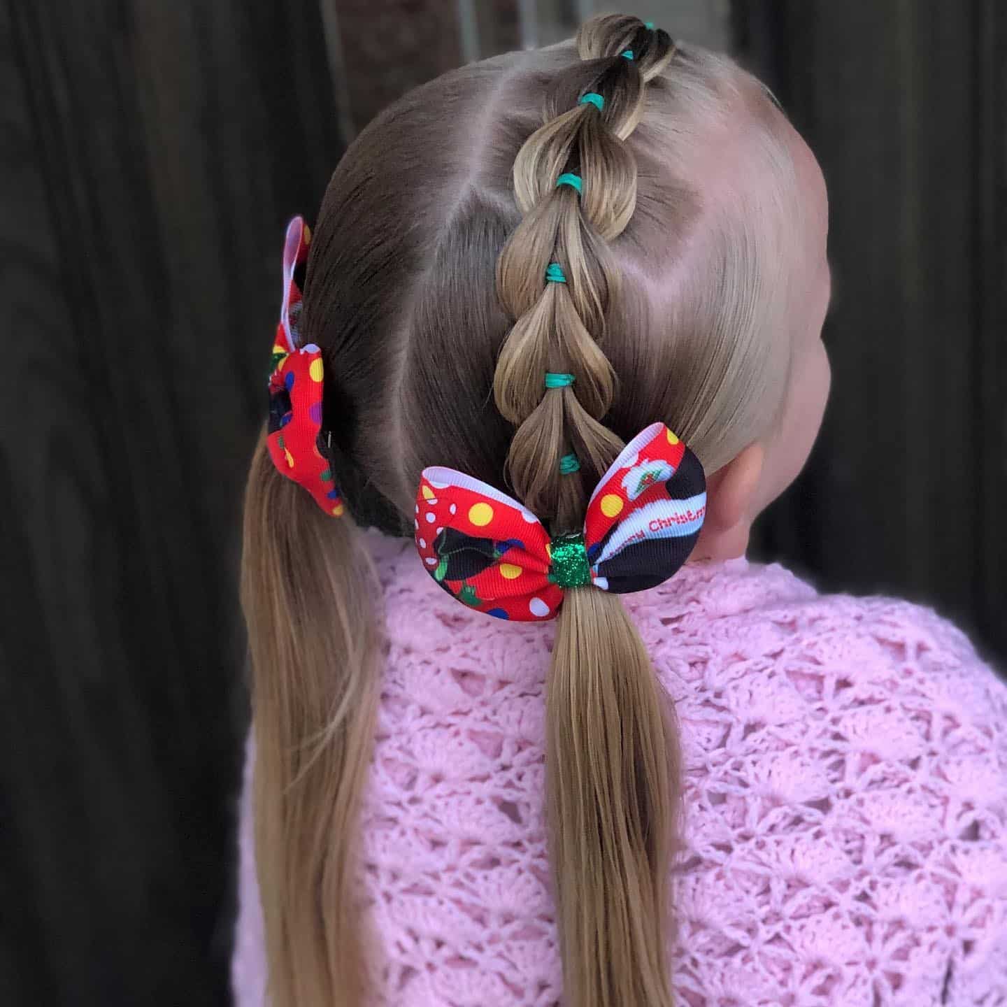 5. Honey Blonde Bubble Braid Center Pony with Pigtails - Pigtail Hairstyles