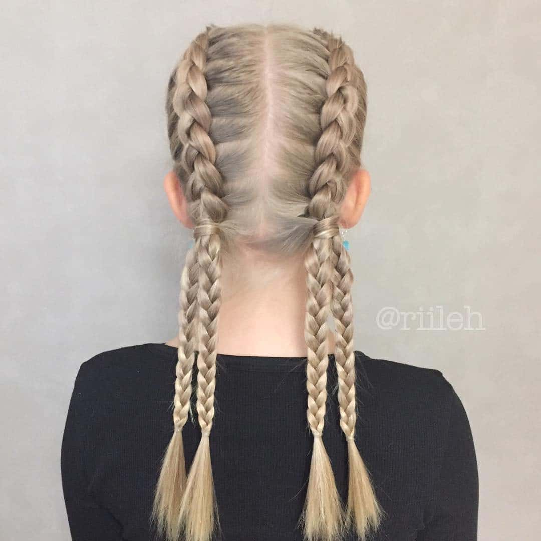 12. Platinum Blonde Classic Three-Strand Braided Pigtails - Pigtail Hairstyles