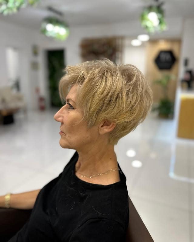 2. Tapered Pixie with Cool Blonde - Messy Haircut For Women