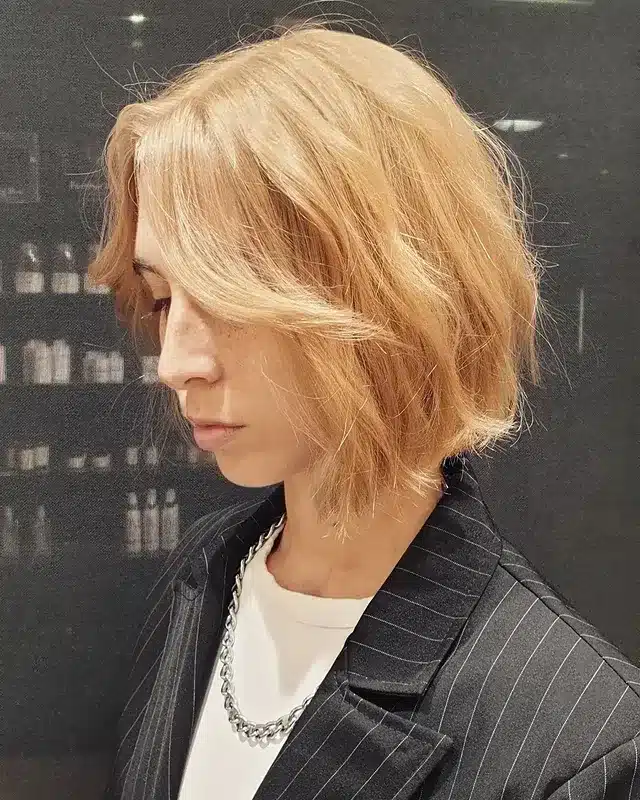 3. Textured Bob with Golden Blonde - Messy Haircut For Women
