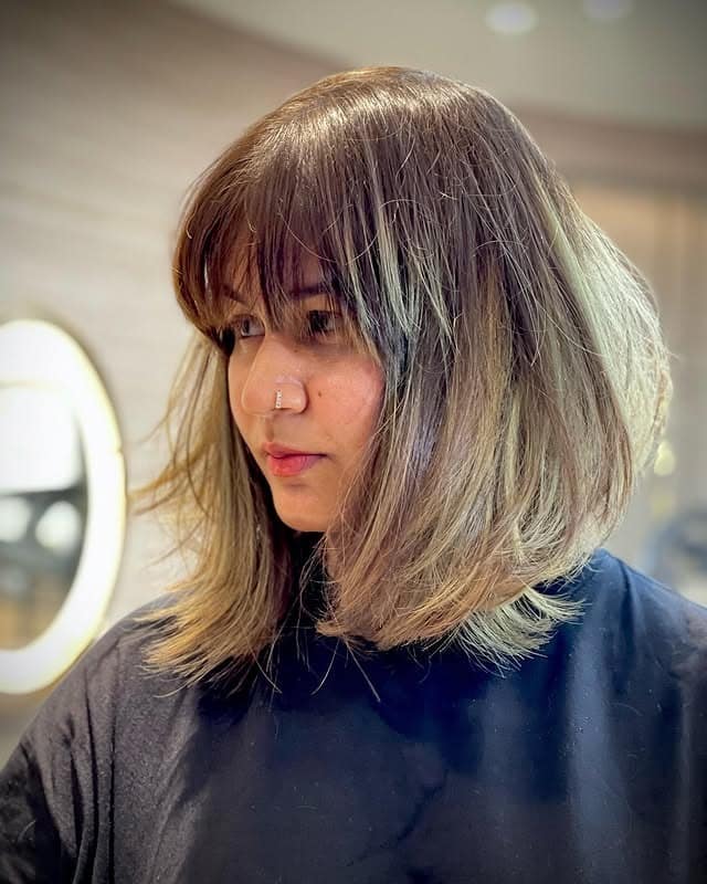 7. Layered Shoulder-Length Cut with Mushroom Brown - Messy Haircut For Women