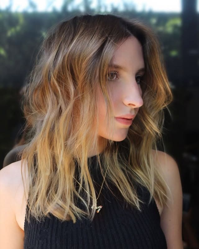 8. Tousled Mid-Length Waves with Dark Blonde Balayage - Messy Haircut For Women
