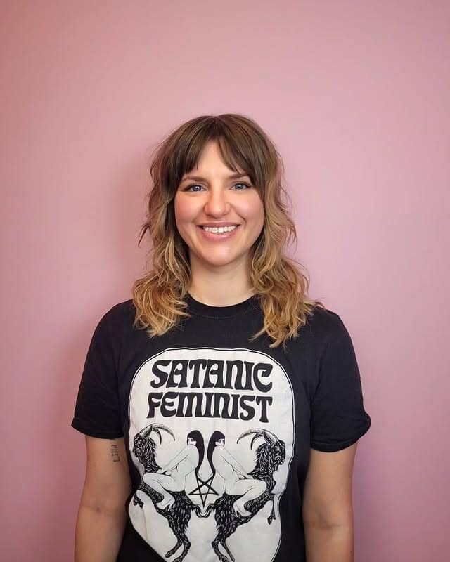 9. Shaggy Lob with Curtain Bangs and Sandy Blonde - Messy Haircut For Women