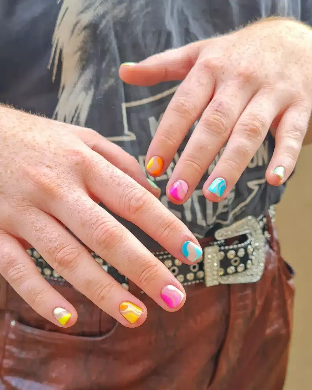 9. Playful Pastel Abstract Short Nails - simple pastel nail ideas