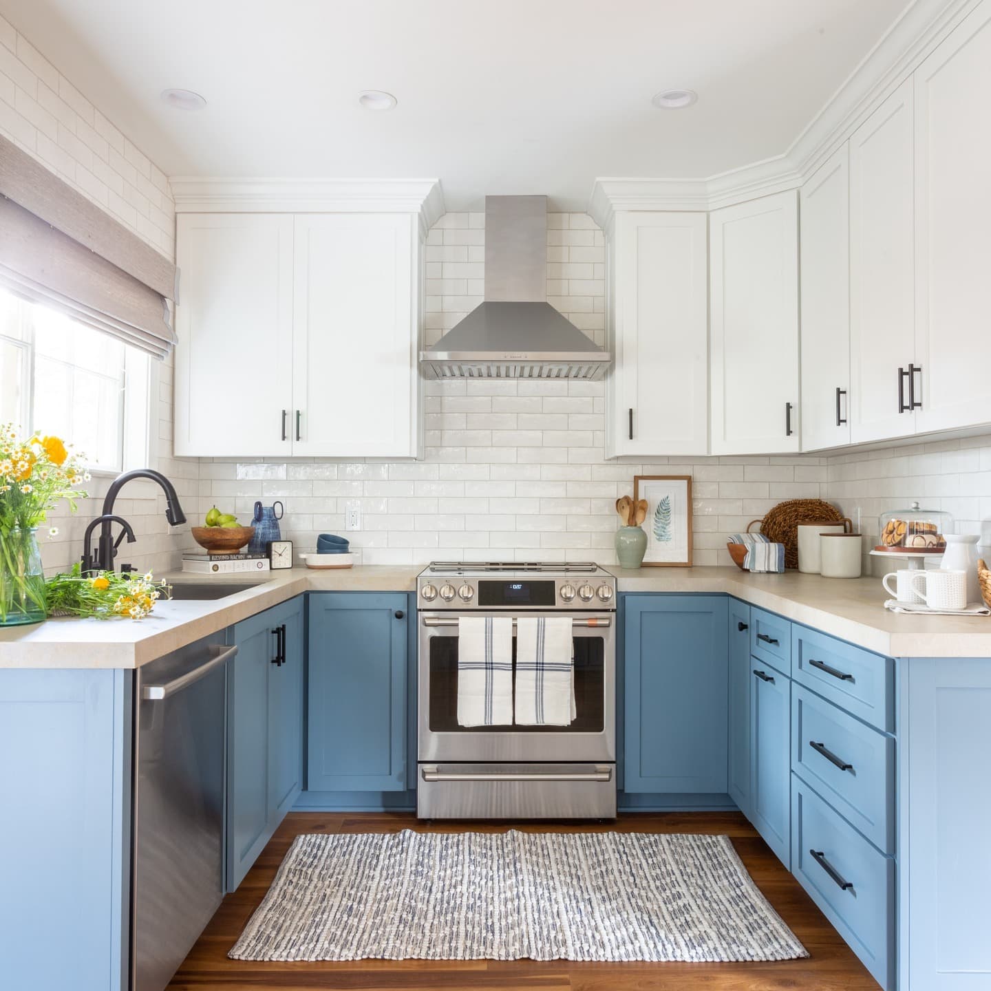 14. Soft Blue and White Kitchen with Classic Shaker Style - blue kitchen ideas