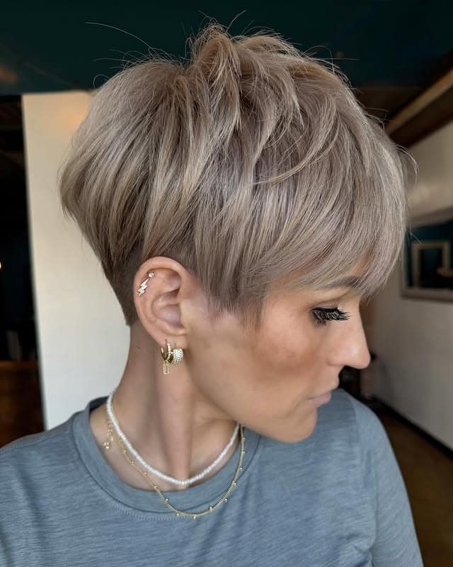 2. Feathered Pixie Crop in Ash Blonde - Layered Pixie Haircuts