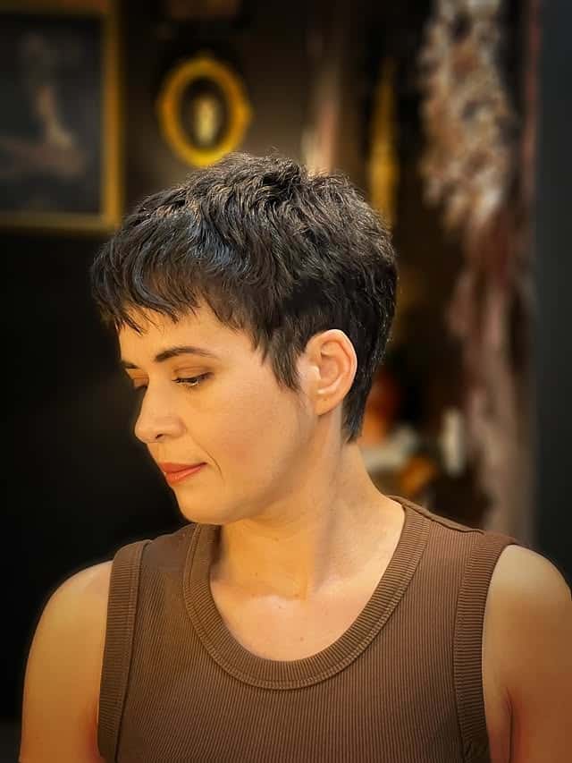 6. Classic Short Pixie in Deep Brunette - Layered Pixie Haircuts