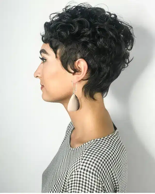 11. Curly Layered Pixie in Natural Black - Layered Pixie Haircuts