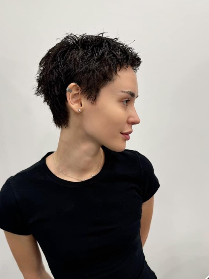 21. Textured Micro Pixie in Soft Black - Layered Pixie Haircuts
