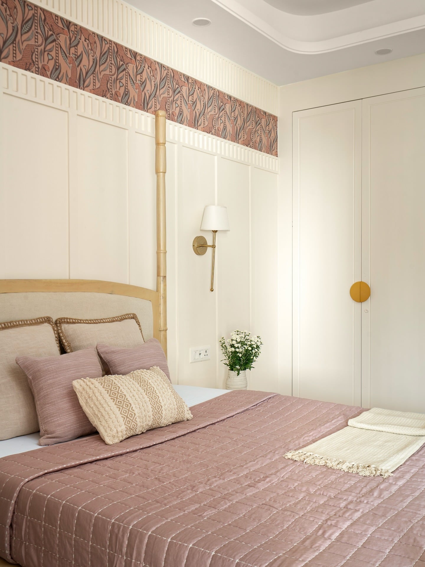 1. Soft Blush Paneling with Cream Accents Bedroom - cream color bedroom ideas