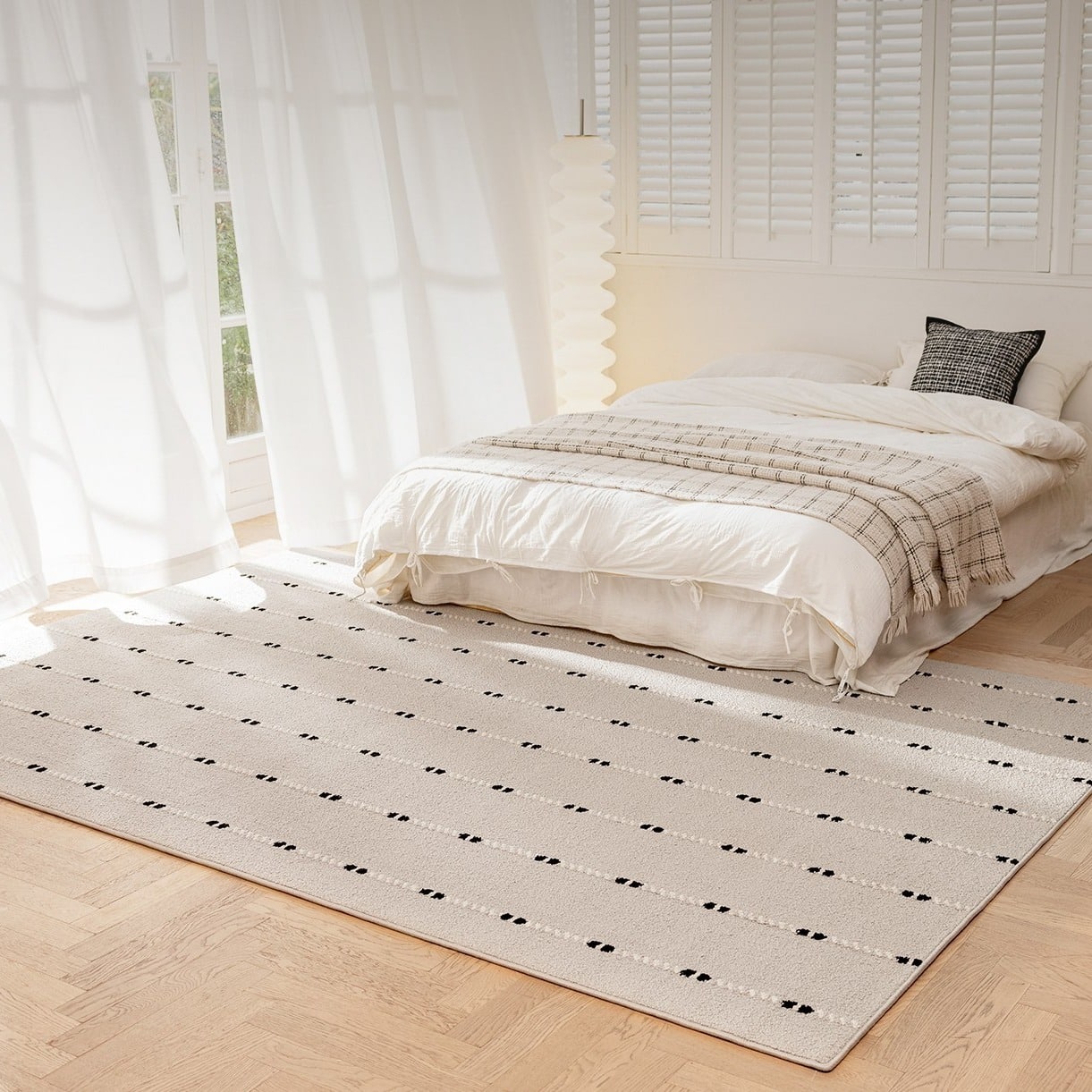 17. Bright Cream Minimal Bedroom with Soft Black Accents - cream color bedroom ideas