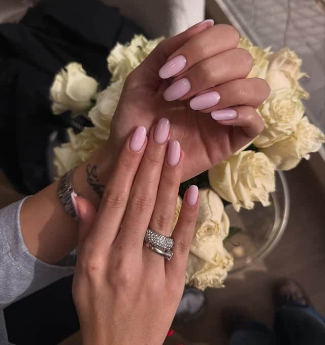4. Milky Blush Oval Nails - soft pink nail ideas