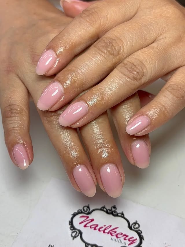 5. Natural Pink Short Oval Nails - soft pink nail ideas