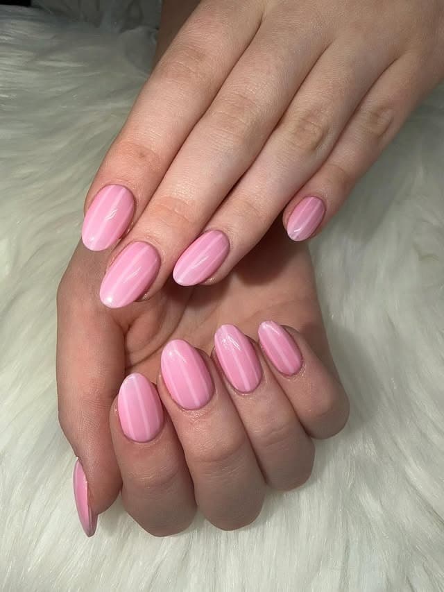 11. Glossy Bubblegum Pink Short Oval Nails - soft pink nail ideas