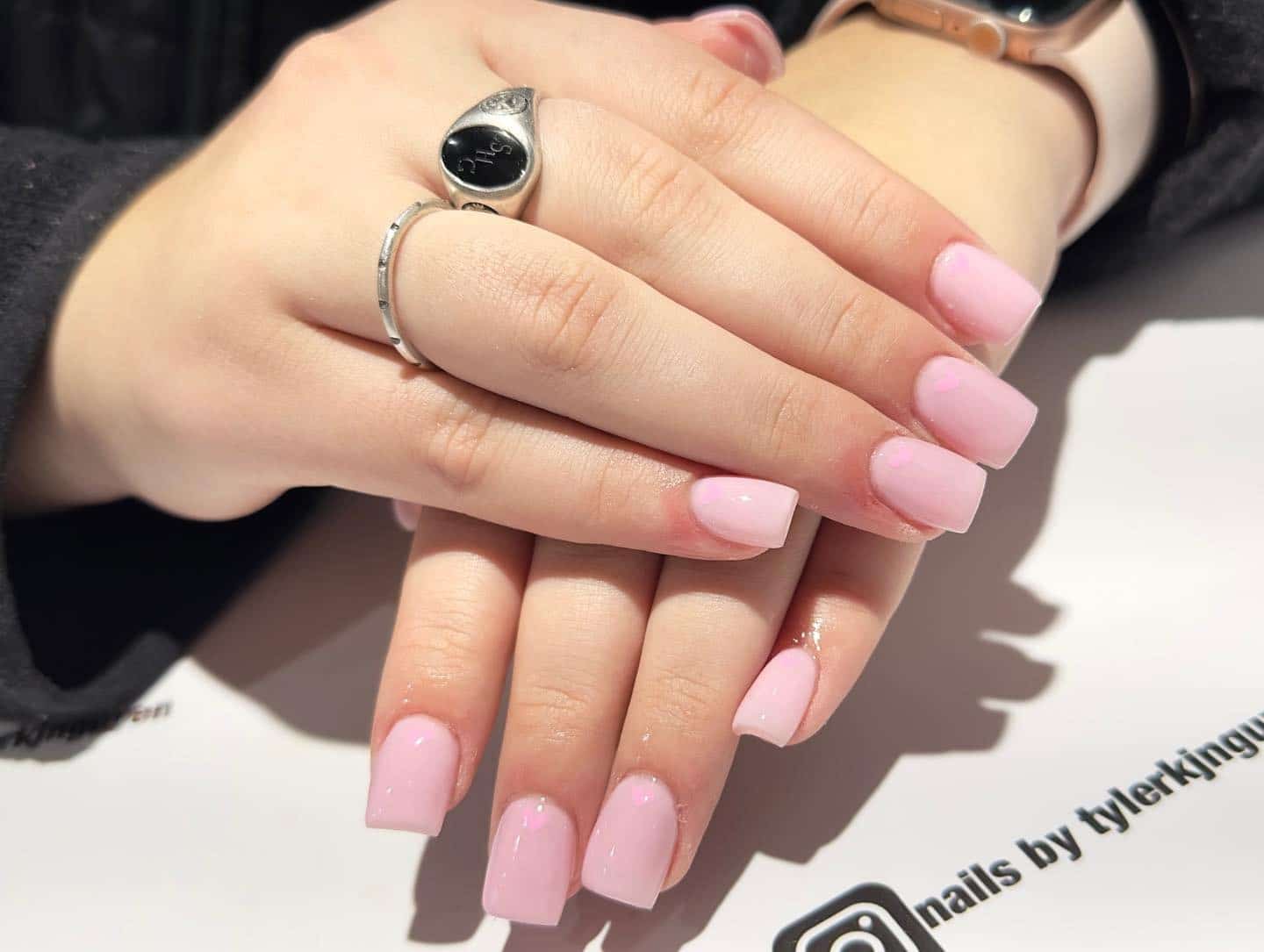 14. Soft Baby Pink Square Nails - soft pink nail ideas