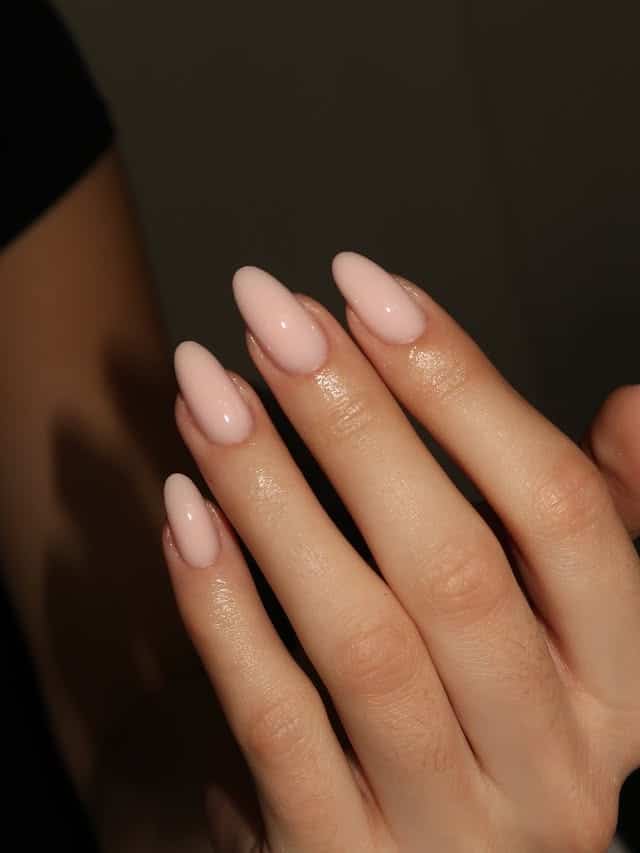 21. Milky Soft Pink Almond Nails - soft pink nail ideas