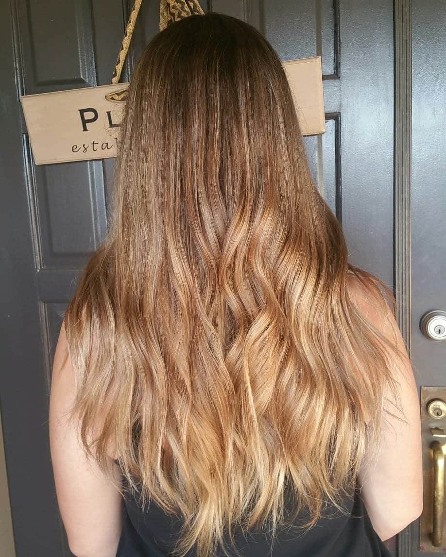 9. Long Layered Balayage in Warm Blonde Blend - Hippie Haircuts