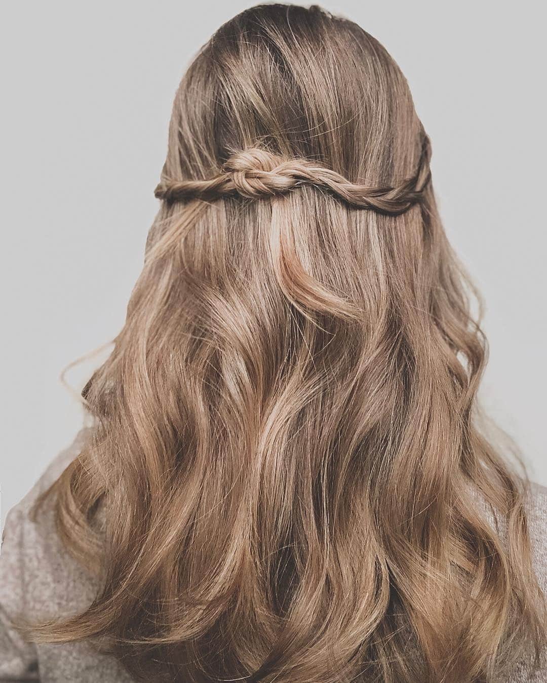 13. Soft Half-Up Waves with Braided Detail in Sandy Blonde - Hippie Haircuts