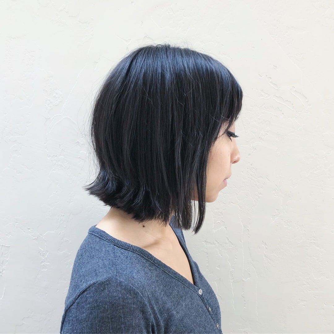 1. Soft Textured Chin-Length Bob in Natural Black - Straight Wispy Hair