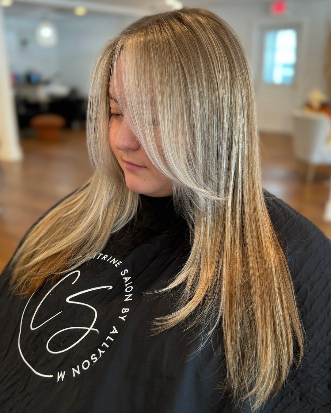 3. Face-Framing Long Layers with Dimensional Blonde Balayage - Straight Wispy Hair