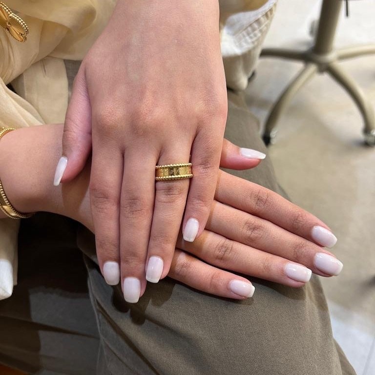 4. Milky Nude Almond Nails - sophisticated nail ideas