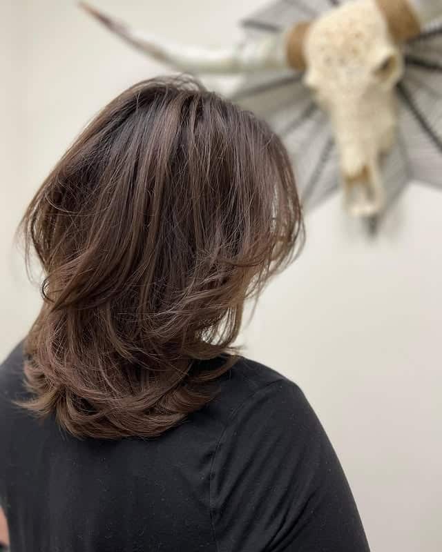 7. Feathered Medium-Length Brunette Shag - Short Fluffy Hair