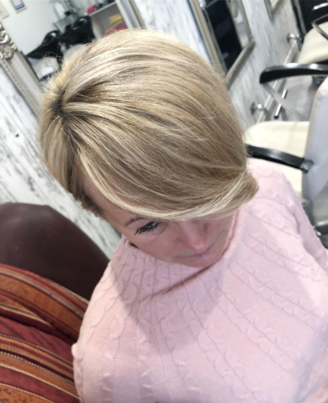 15. Textured Blonde Crop with Side Fringe - Short Fluffy Hair