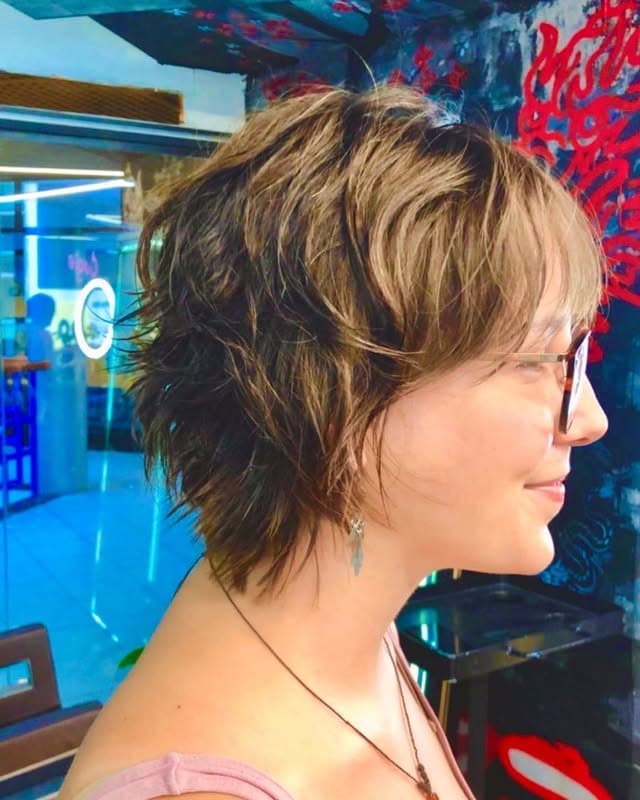 22. Textured Light Brown Shaggy Bob with Wispy Layers - Short Fluffy Hair