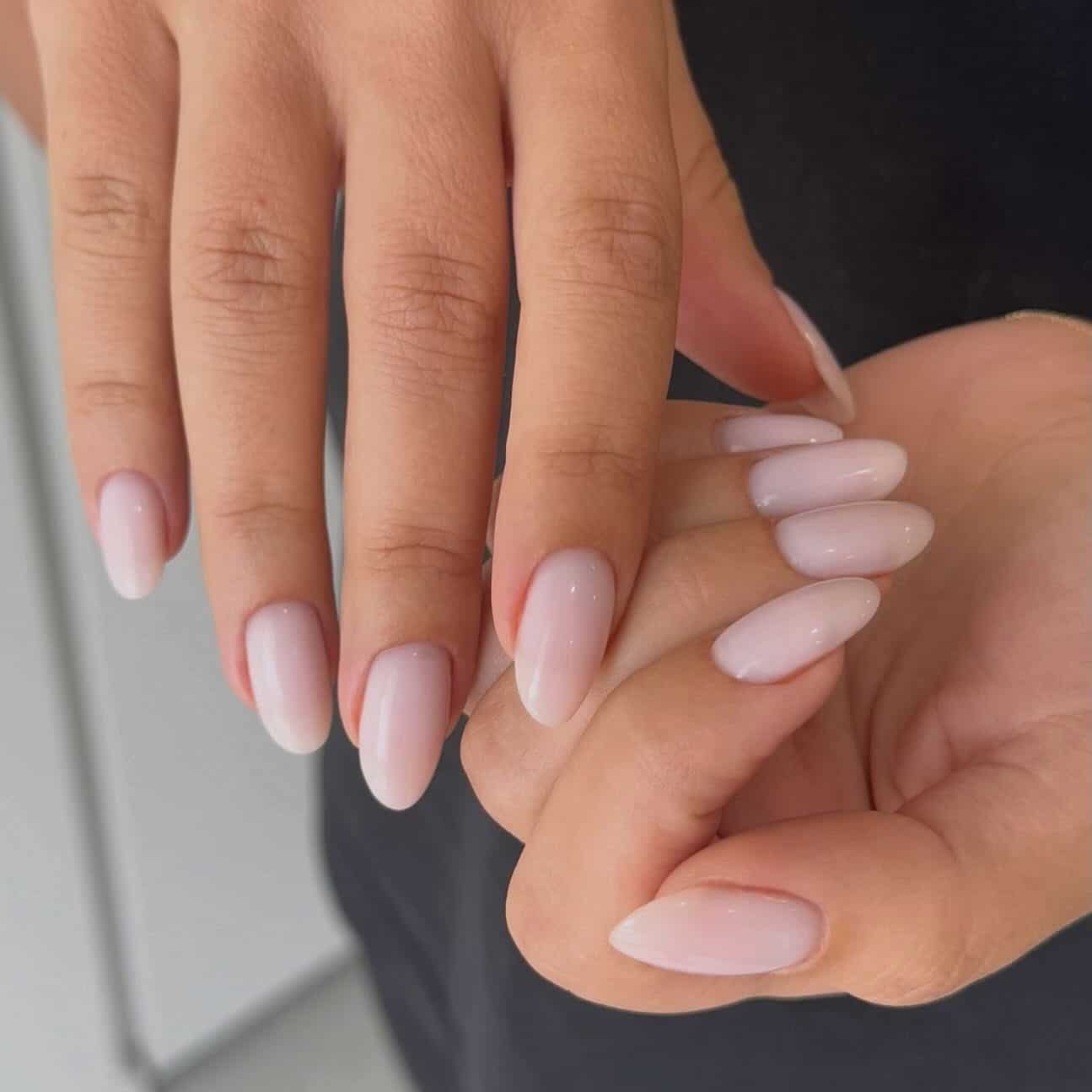 16. Milky Pink Classic Oval Nails - summer oval nail ideas