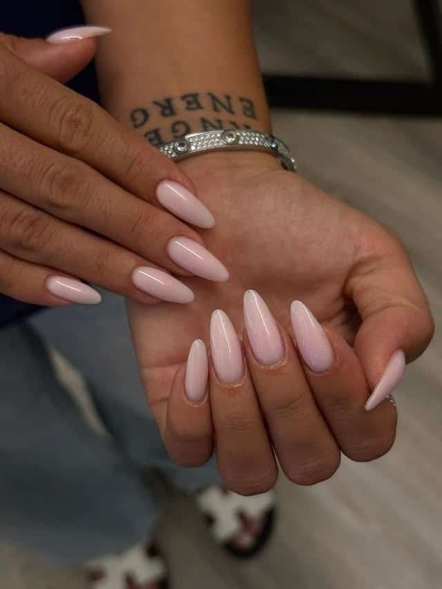 17. Blush Pink Almond-Oval Nails with Soft Shine - summer oval nail ideas