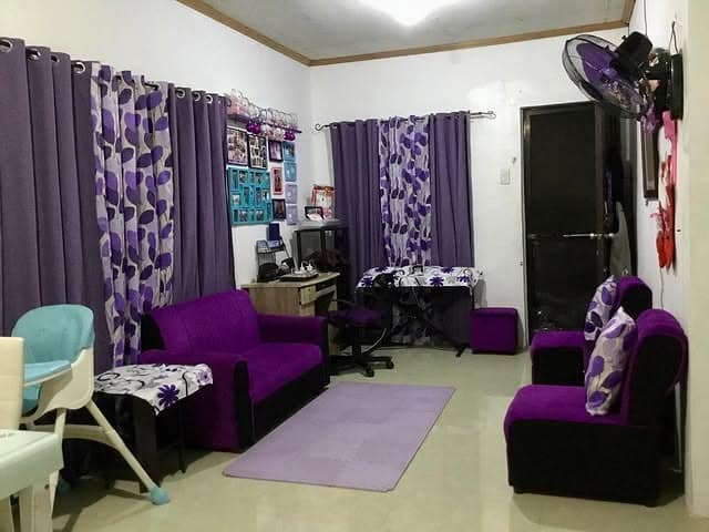 3. Compact Purple Accent Living Room Setup - purple living room ideas