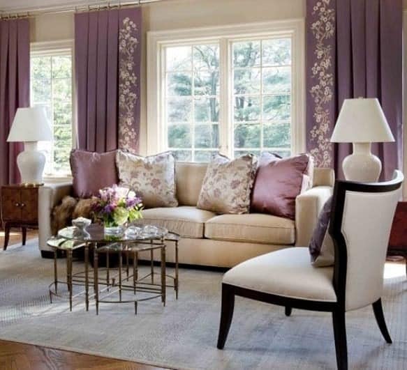 16. Soft Mauve and Cream Living Room Harmony - purple living room ideas