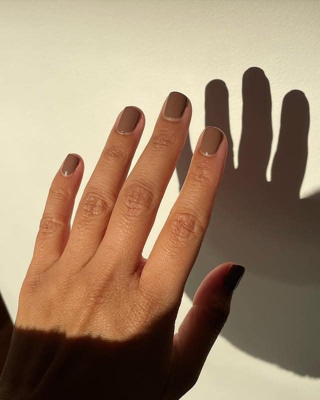 12. Minimal Taupe Short Nails in Soft Gloss Finish - taupe nail ideas