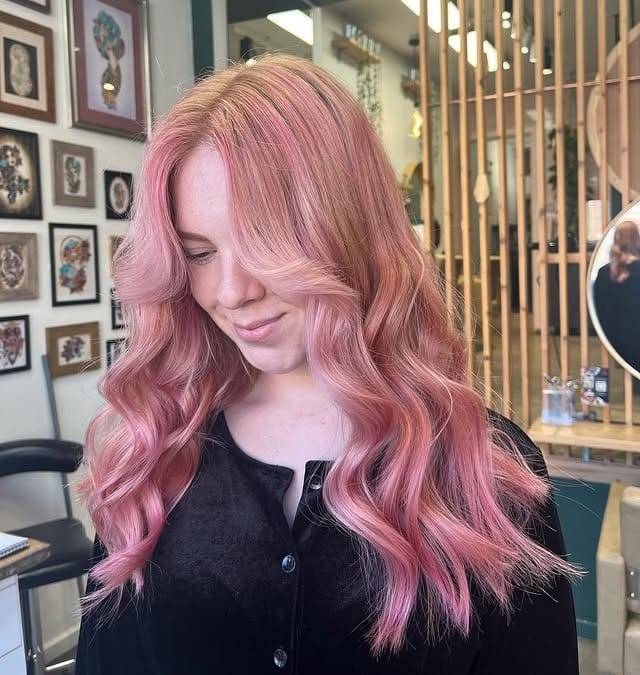 1. Soft Wave Pastel Pink Lob - Pastel Pink Hair Color