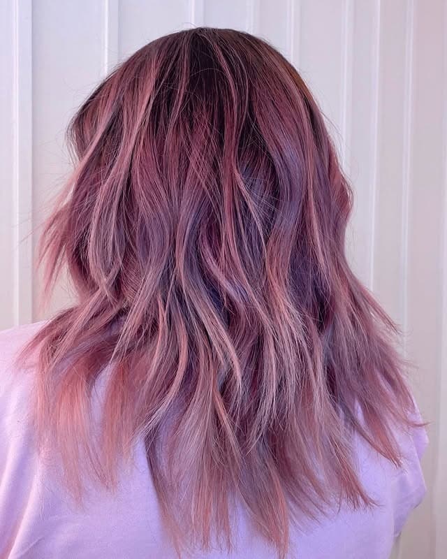 5. Mauve Pink Textured Layers - Pastel Pink Hair Color