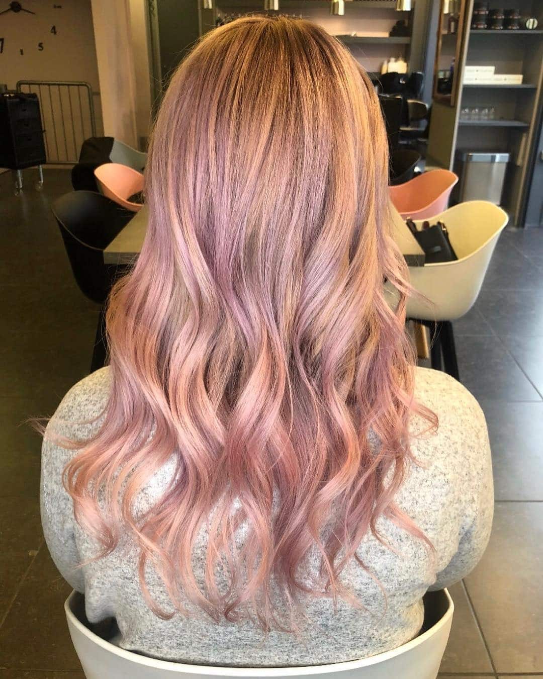 9. Long Layered Blush Pink Style - Pastel Pink Hair Color