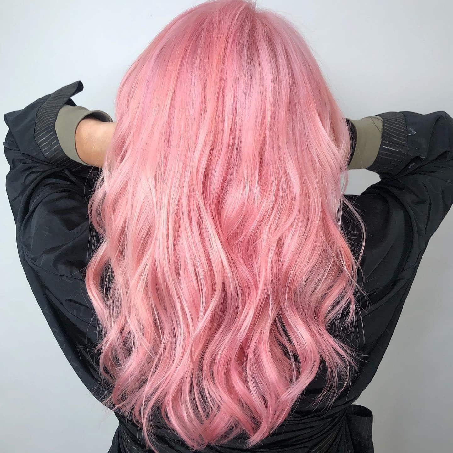 11. Long Pastel Pink Beach Waves - Pastel Pink Hair Color
