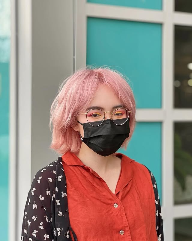 15. Short Pastel Pink Shag Bob - Pastel Pink Hair Color