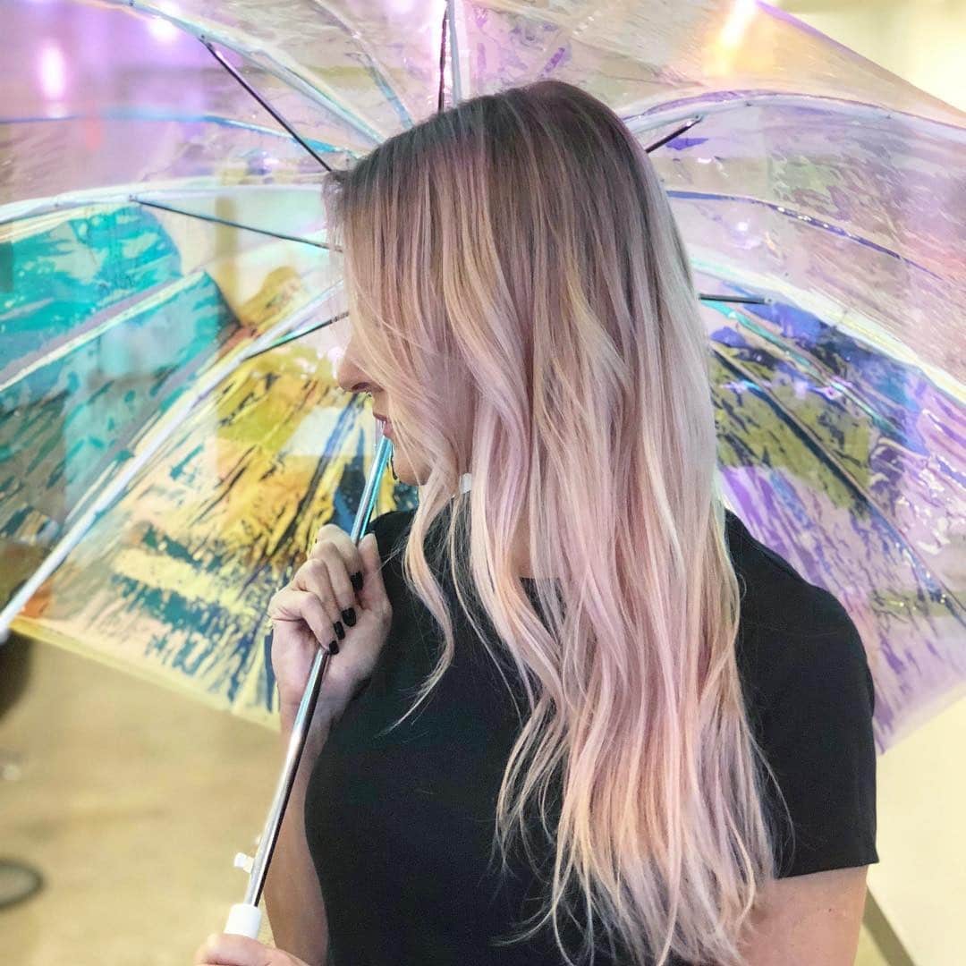 22. Rooted Pastel Pink Ombre Waves - Pastel Pink Hair Color