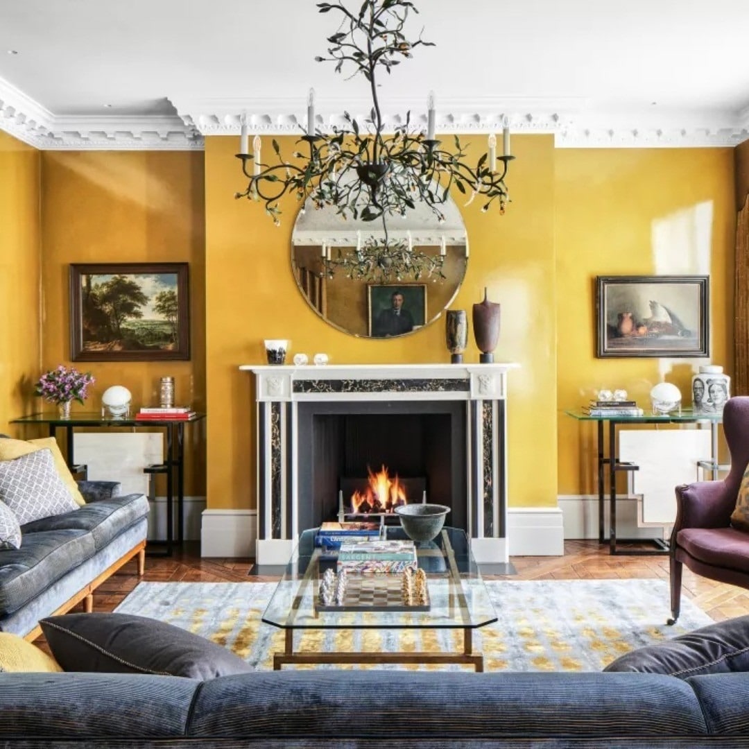 19. Elegant Yellow Living Room with Symmetrical Layout - yellow living room ideas