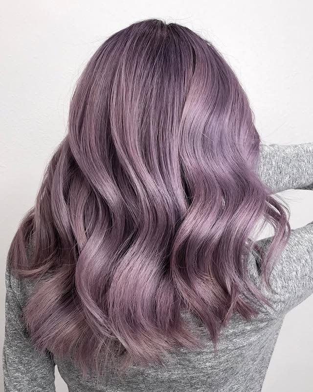 1. Smoky Lavender Waves - Silver Lavender Hair Color