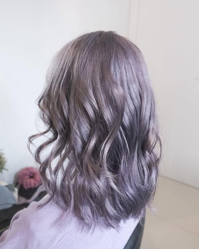 4. Cool Silver-Lavender Curls - Silver Lavender Hair Color