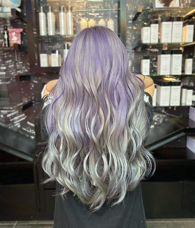 6. Multi-Dimensional Lavender Balayage - Silver Lavender Hair Color