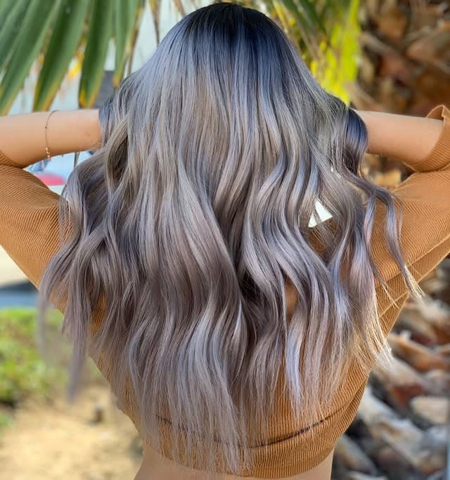 7. Silver Ash Waves with Lavender Tint - Silver Lavender Hair Color