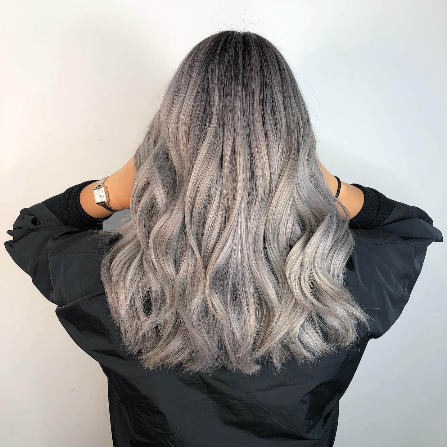 13. Cool-Toned Silver Lavender Waves - Silver Lavender Hair Color
