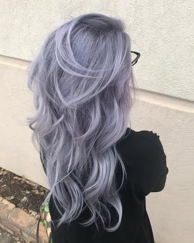 16. Icy Silver Lavender Textured Layers - Silver Lavender Hair Color