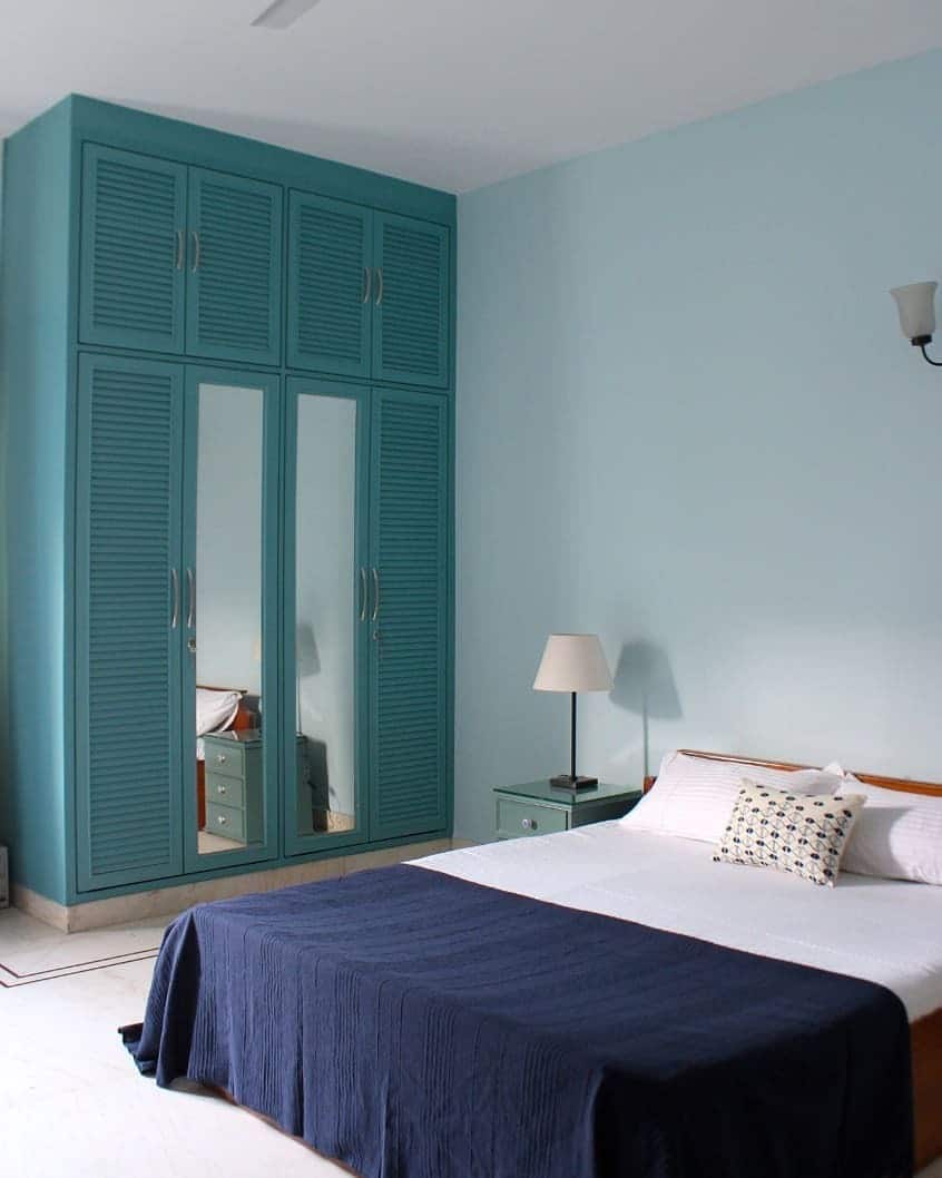 6. Fresh Teal and Blue Compact Bedroom Scheme - small bedroom ideas