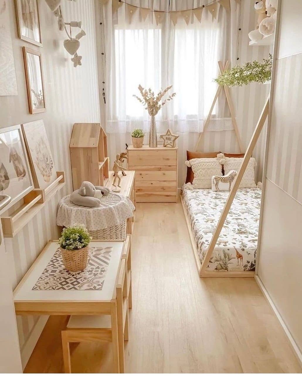 9. Space-Saving Kids Bedroom with Warm Wood Details - small bedroom ideas